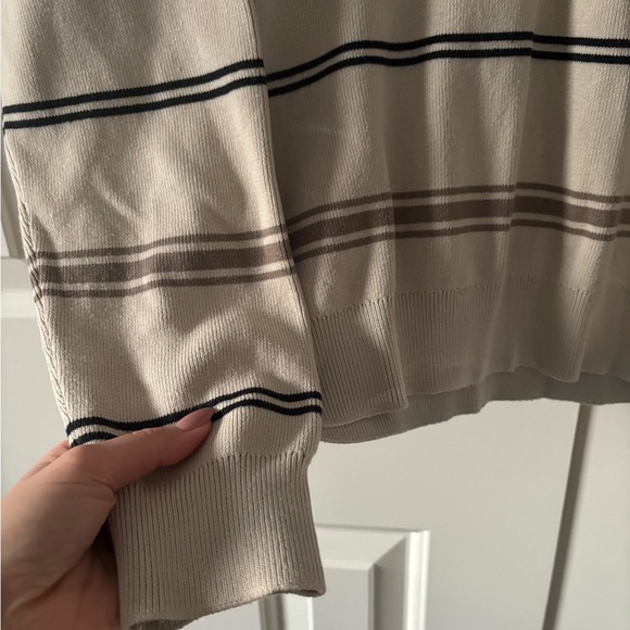 Mango Men's Cream and Brown Striped Crewneck Sweater - Picture 14 of 14